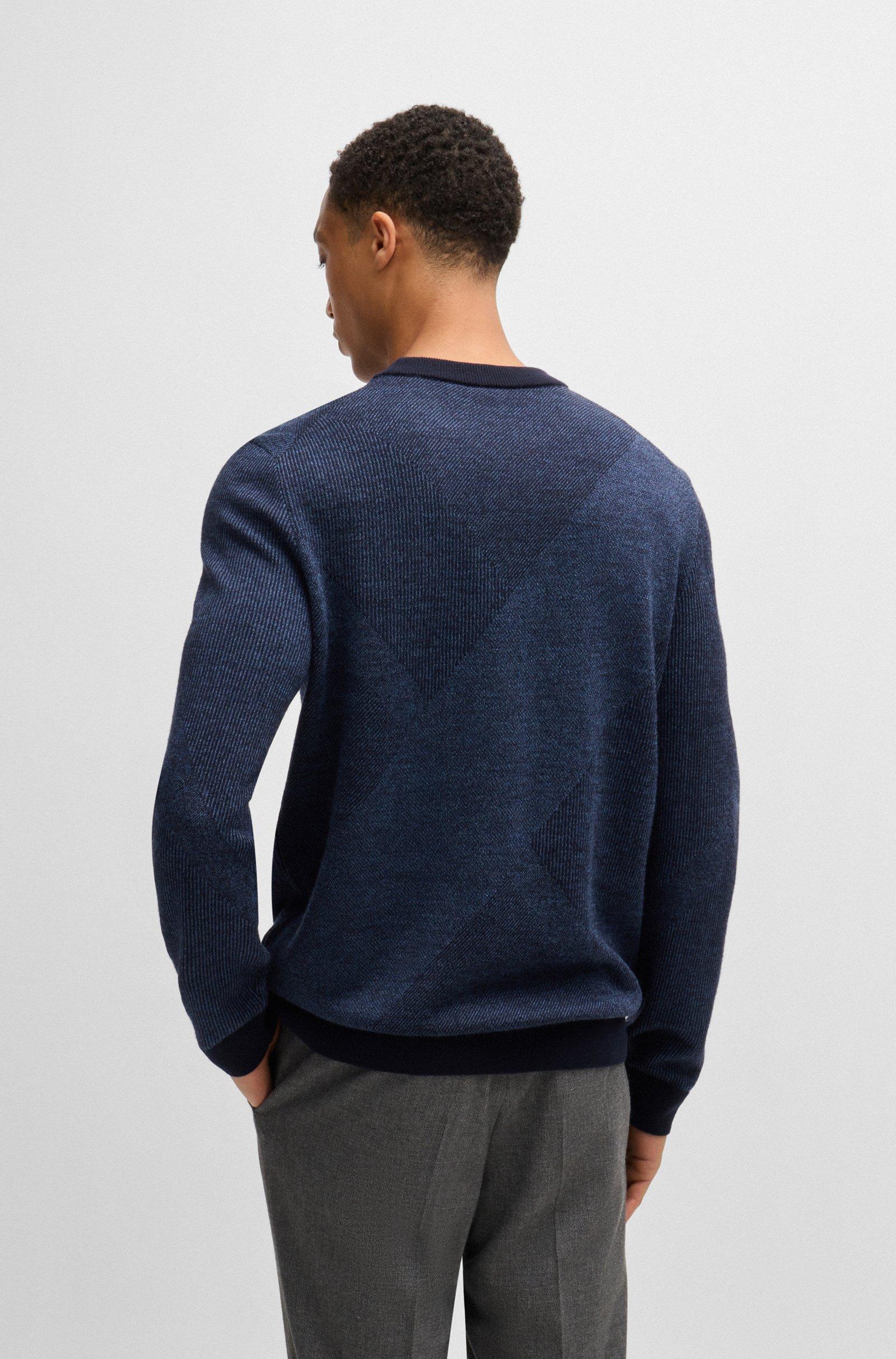 Maglia girocollo in lana jacquard bicolore 