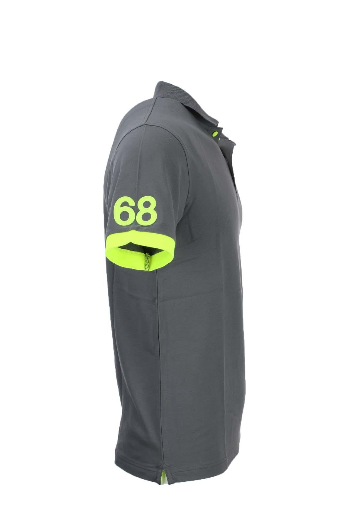 Polo mezza manica con dettagli e logo fluo 