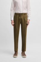 Pantaloni in misto lino con elastico e coulisse 