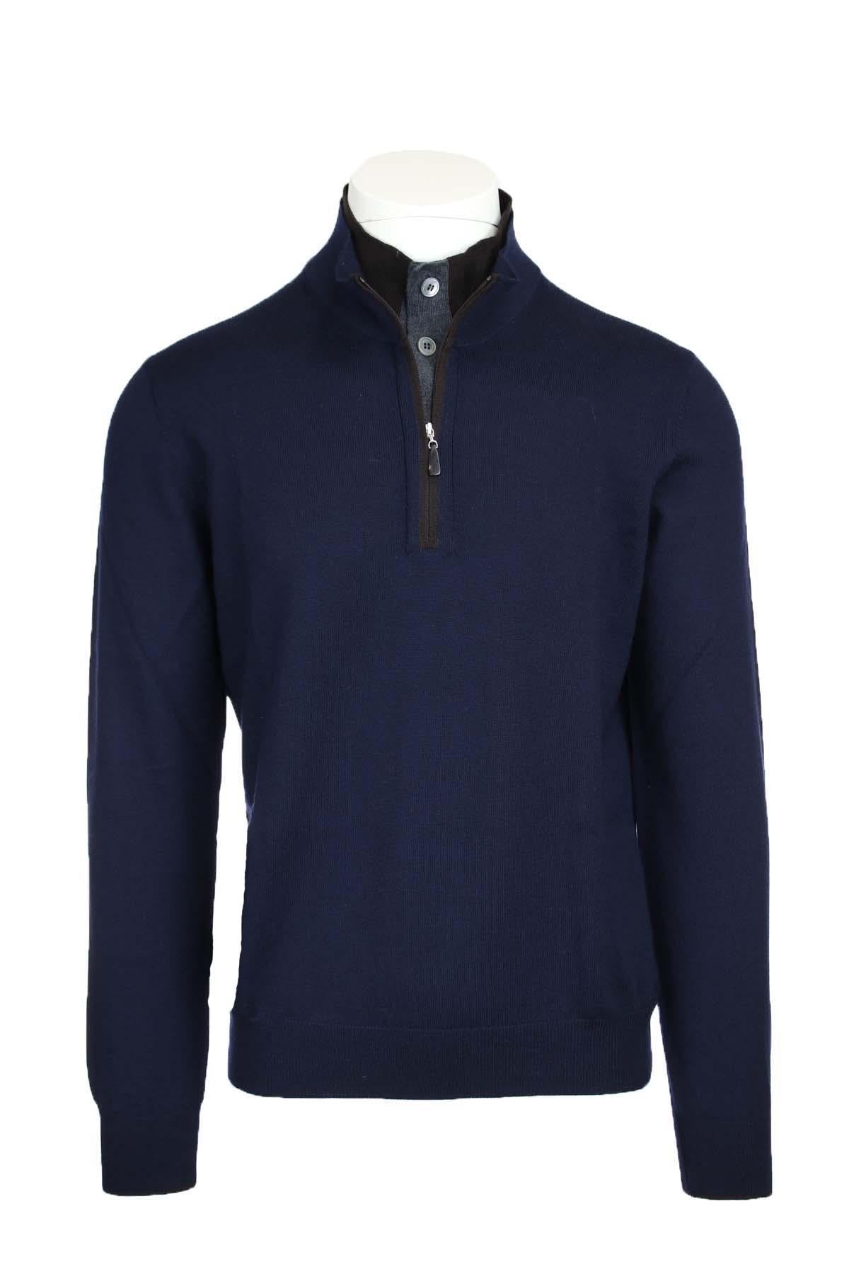 Maglia lupetto con zip e bottoni 