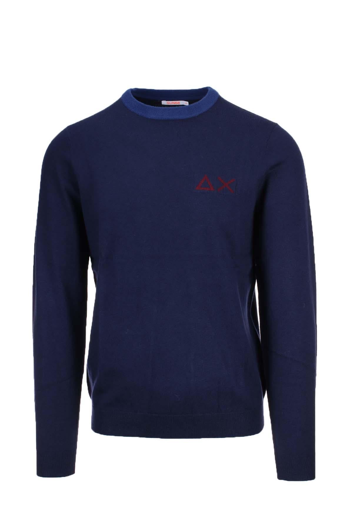 Pullover girocollo unito collo in contrasto 