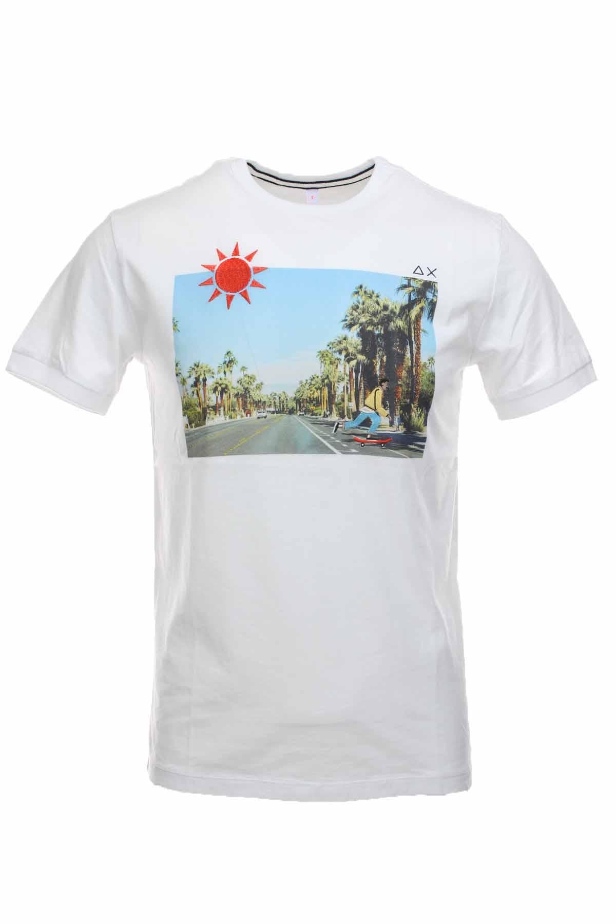 T-shirt mezza manica stampa e ricamo 