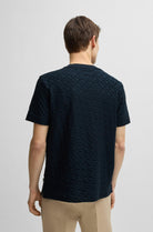Tshirt mezza manica in cotone con monogrammi Boss 