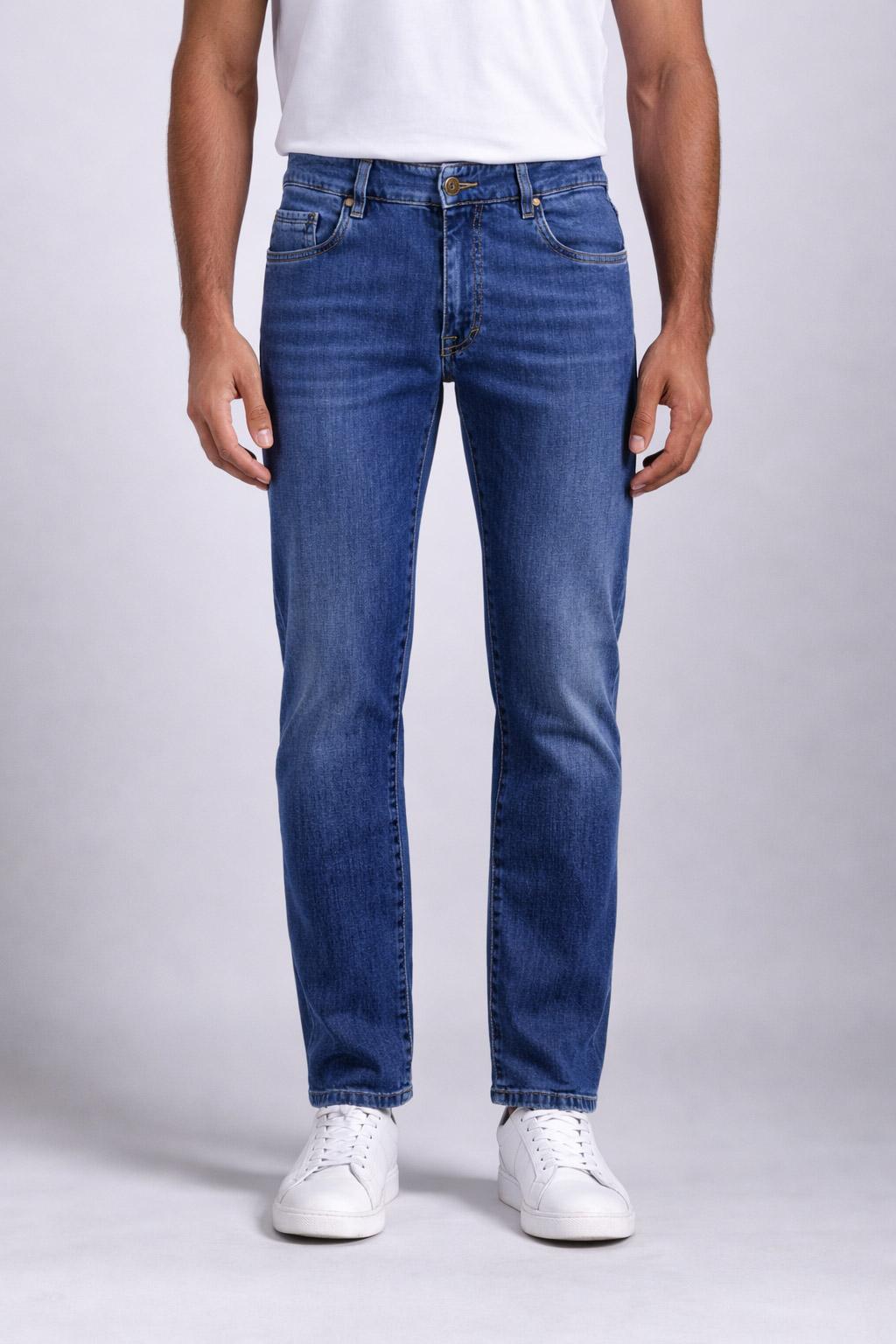 Jeans Uomo 5 Tasche Denim Stretch Slim 