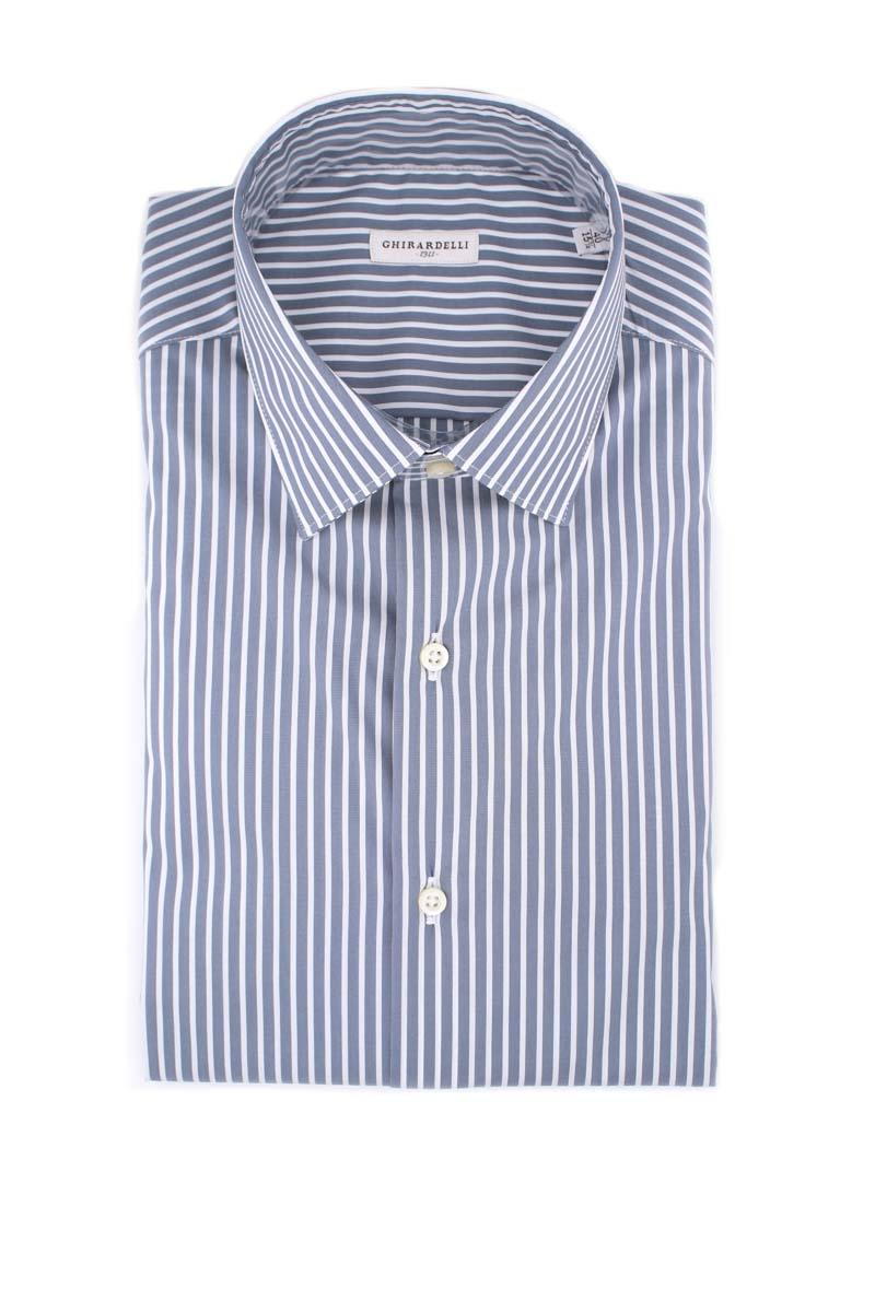 Camicia manica lunga riga in cotone 
