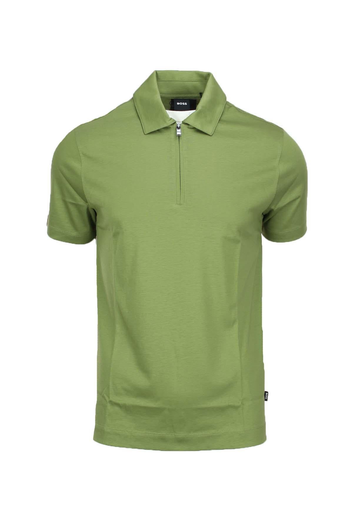 Polo mezza manicain cotone e lino con zip 