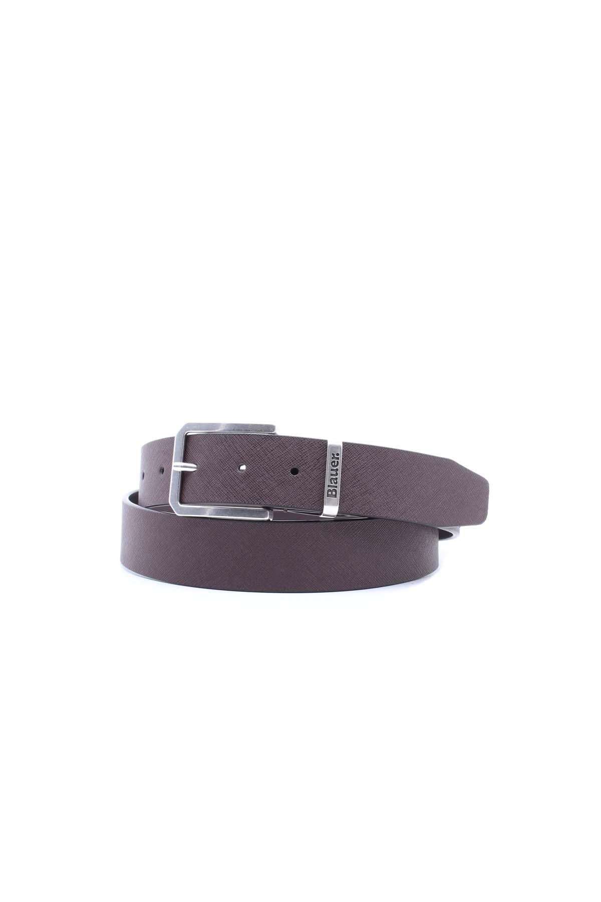 Cintura Uomo Pelle Saffiano Fibbia Argento 