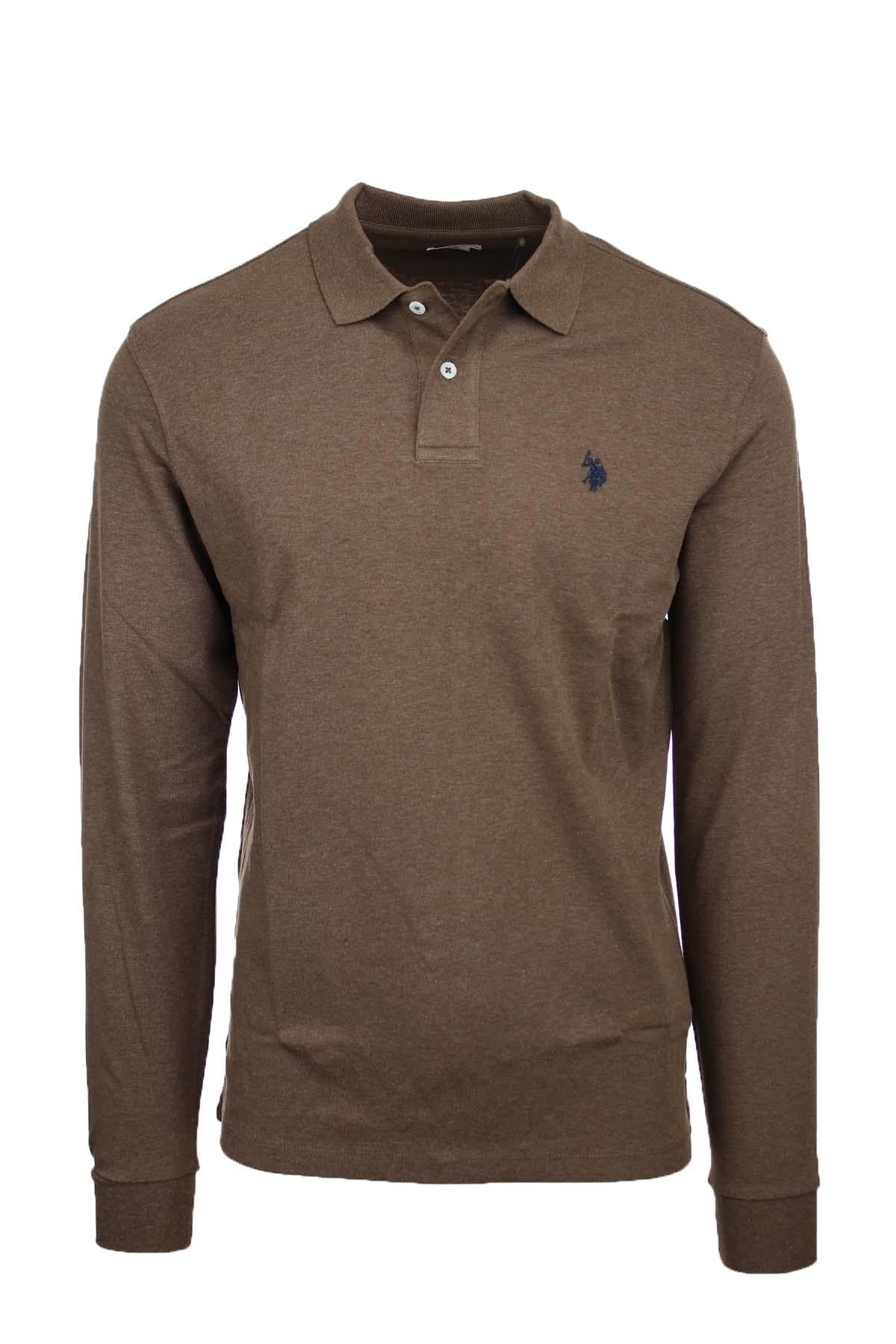 Polo manica lunga in jersey con logo 