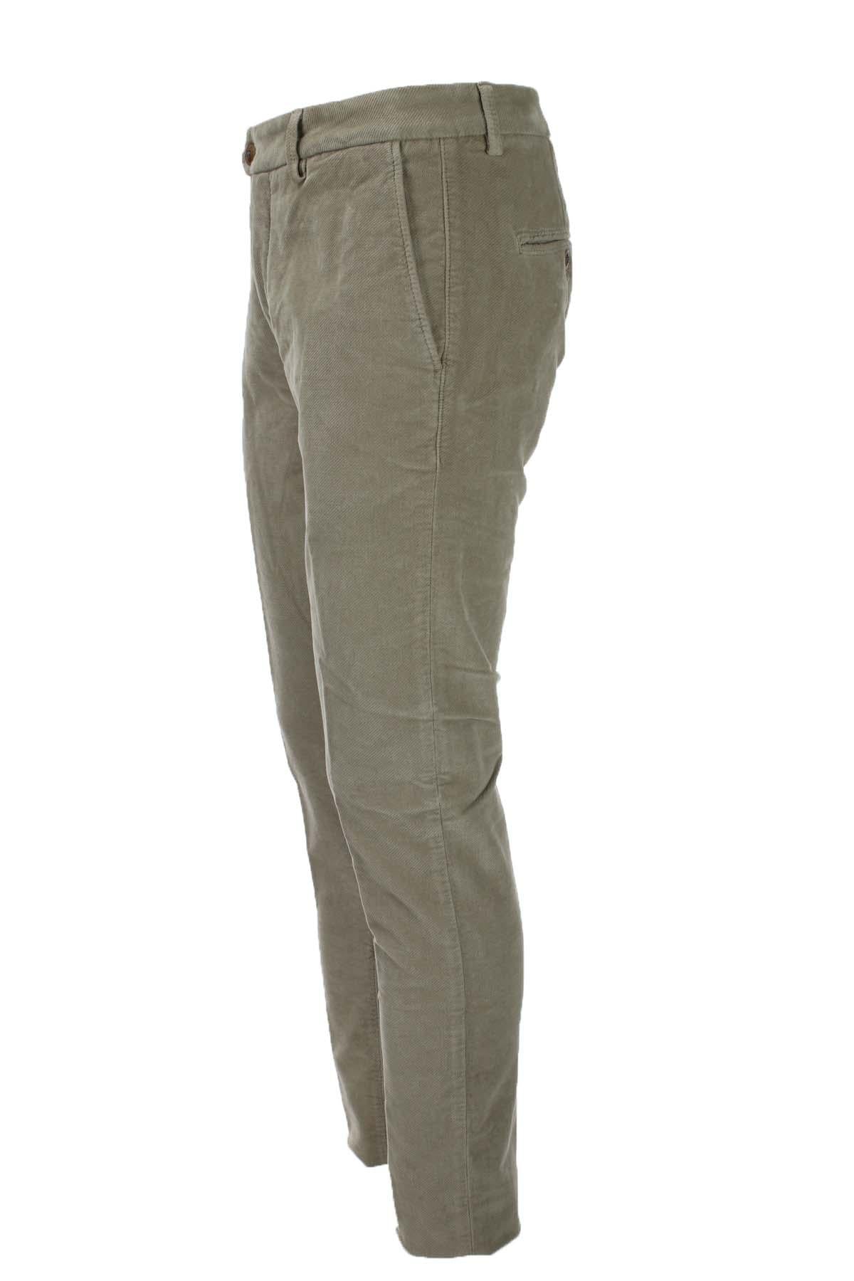 Pantalone in micro velluto diagonale stretch 