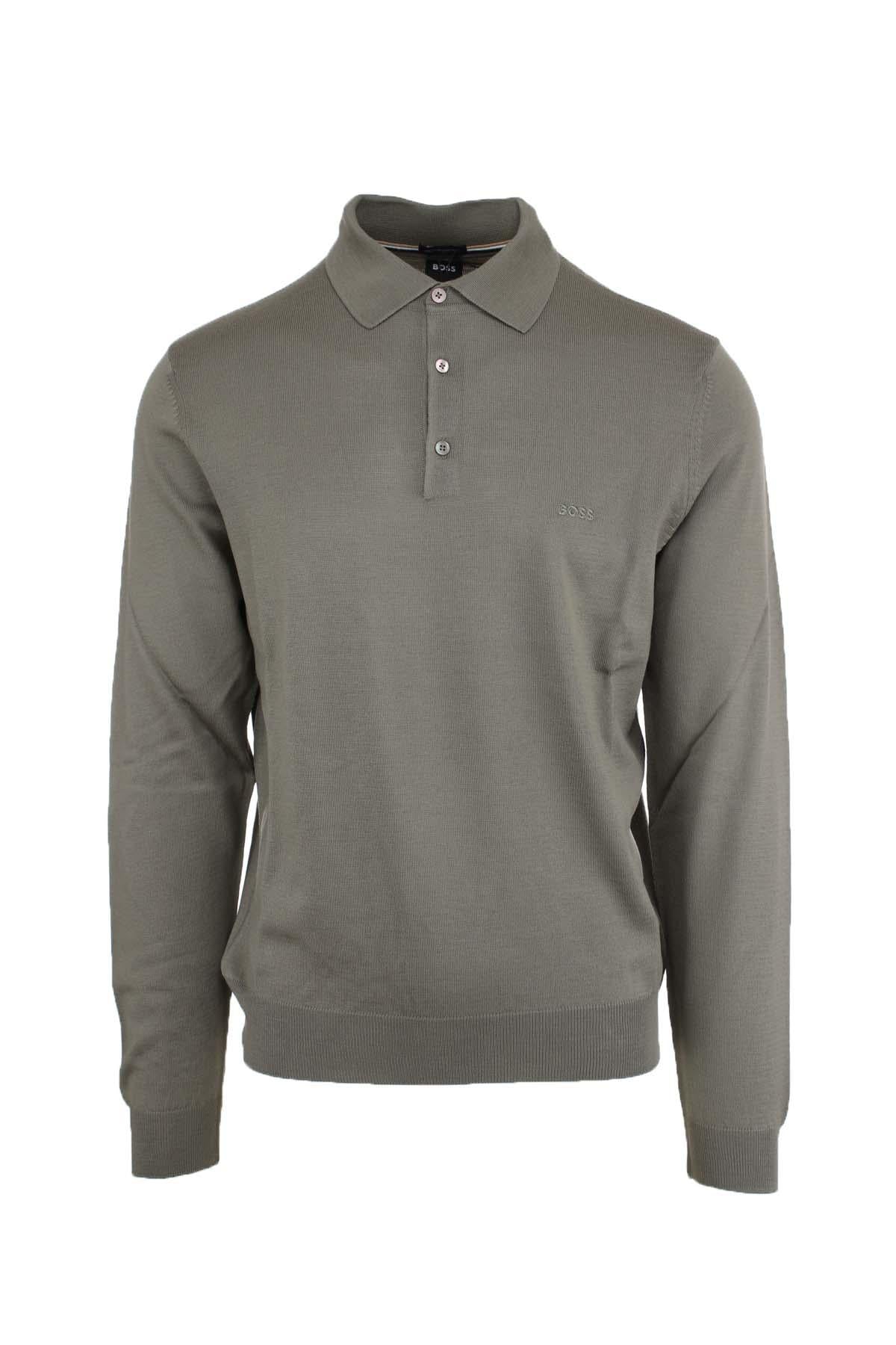 Polo manica lunga in lana merinos 