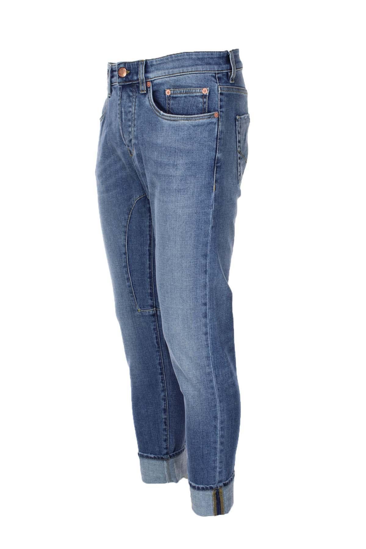 Jeans denim 5 tasche con toppe 