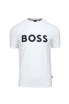 T-shirt mezza manica in cotone con maxi logo Boss 