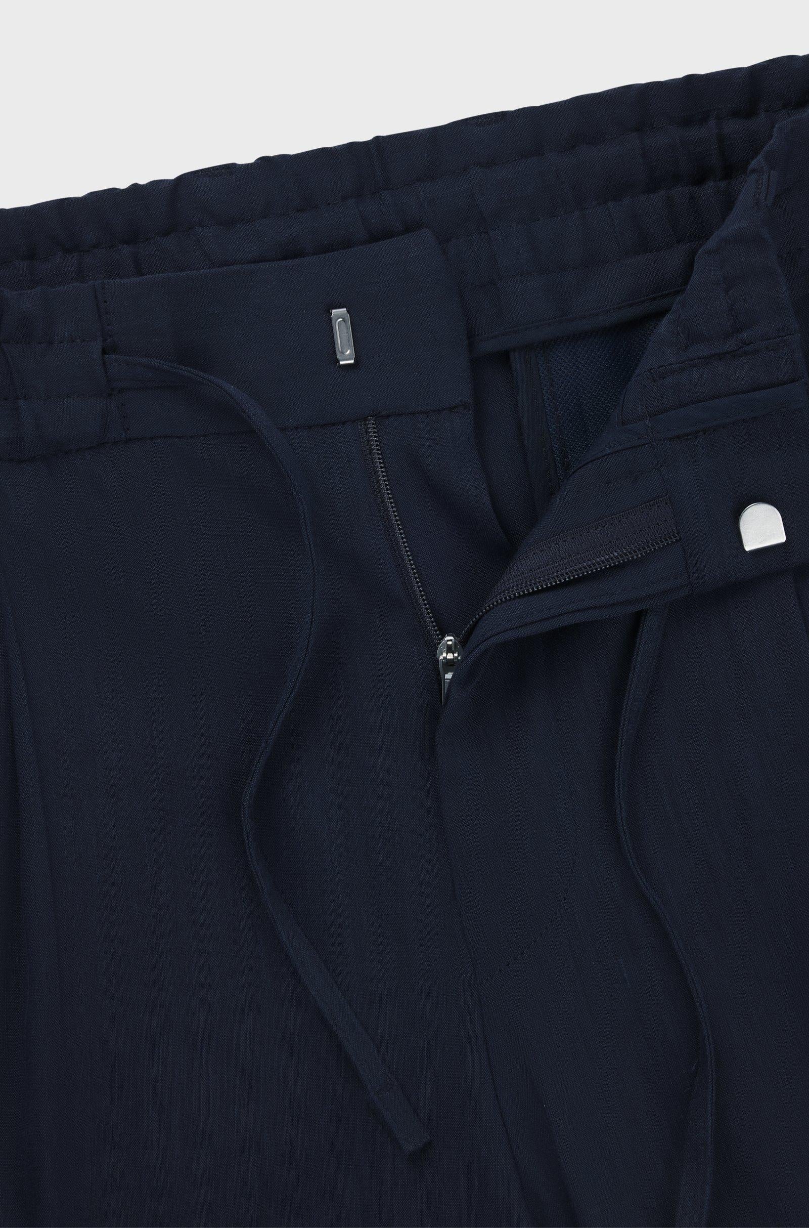 Pantaloni in misto lino con elastico e coulisse 