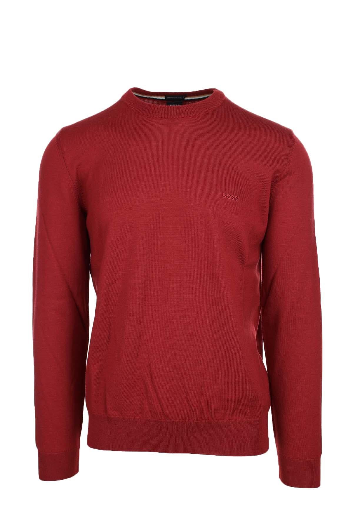 Maglia girocollo in lana con logo BOSS 