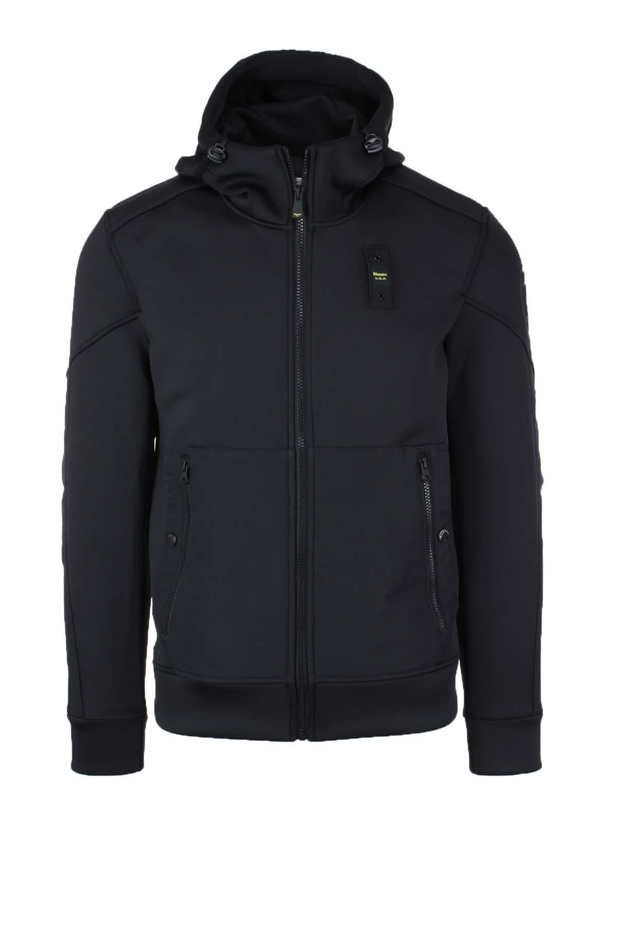 Felpa zip in neoprene con cappuccio 