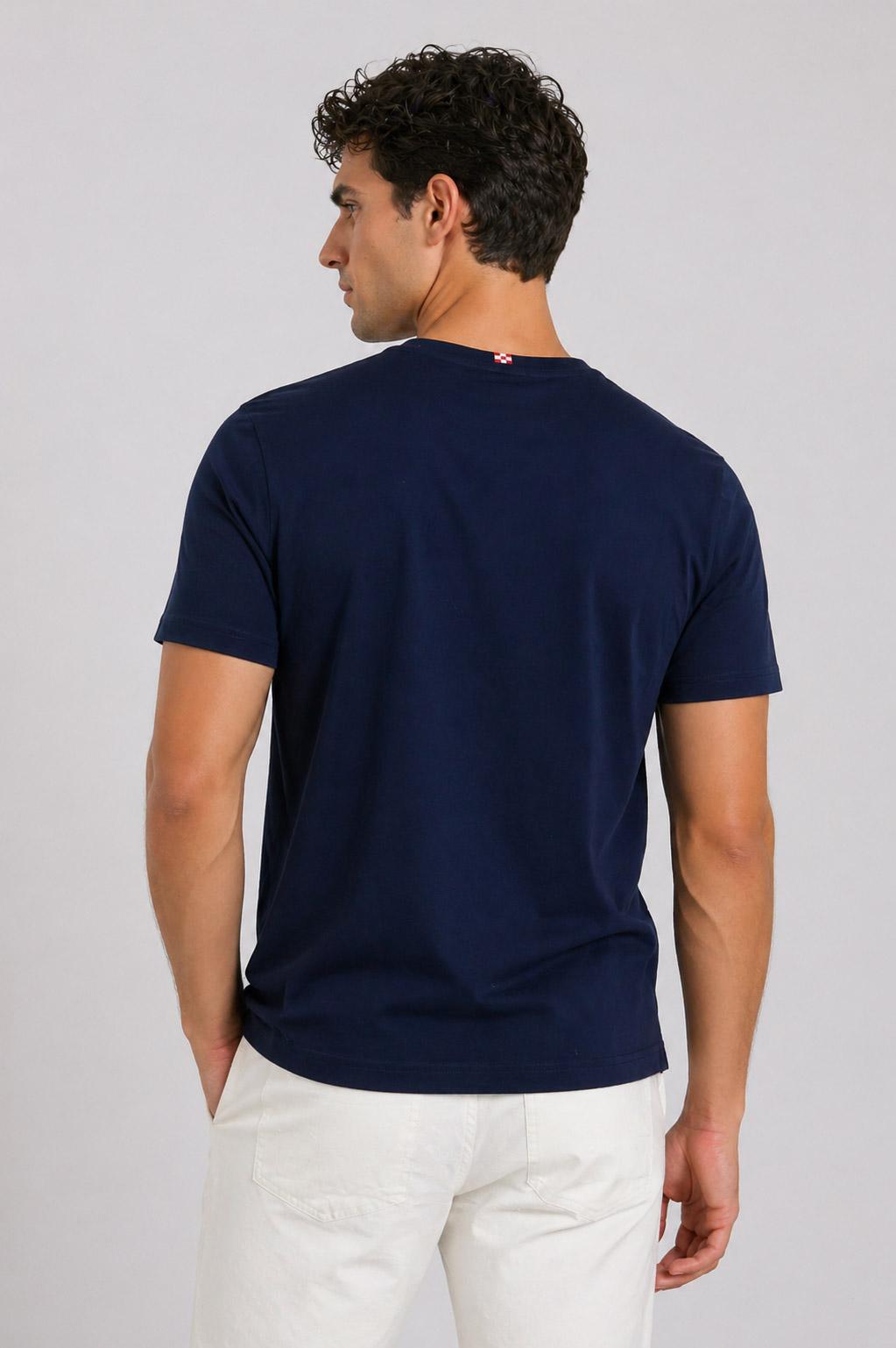 Tshirt con taschino granchi multicolor e righe 