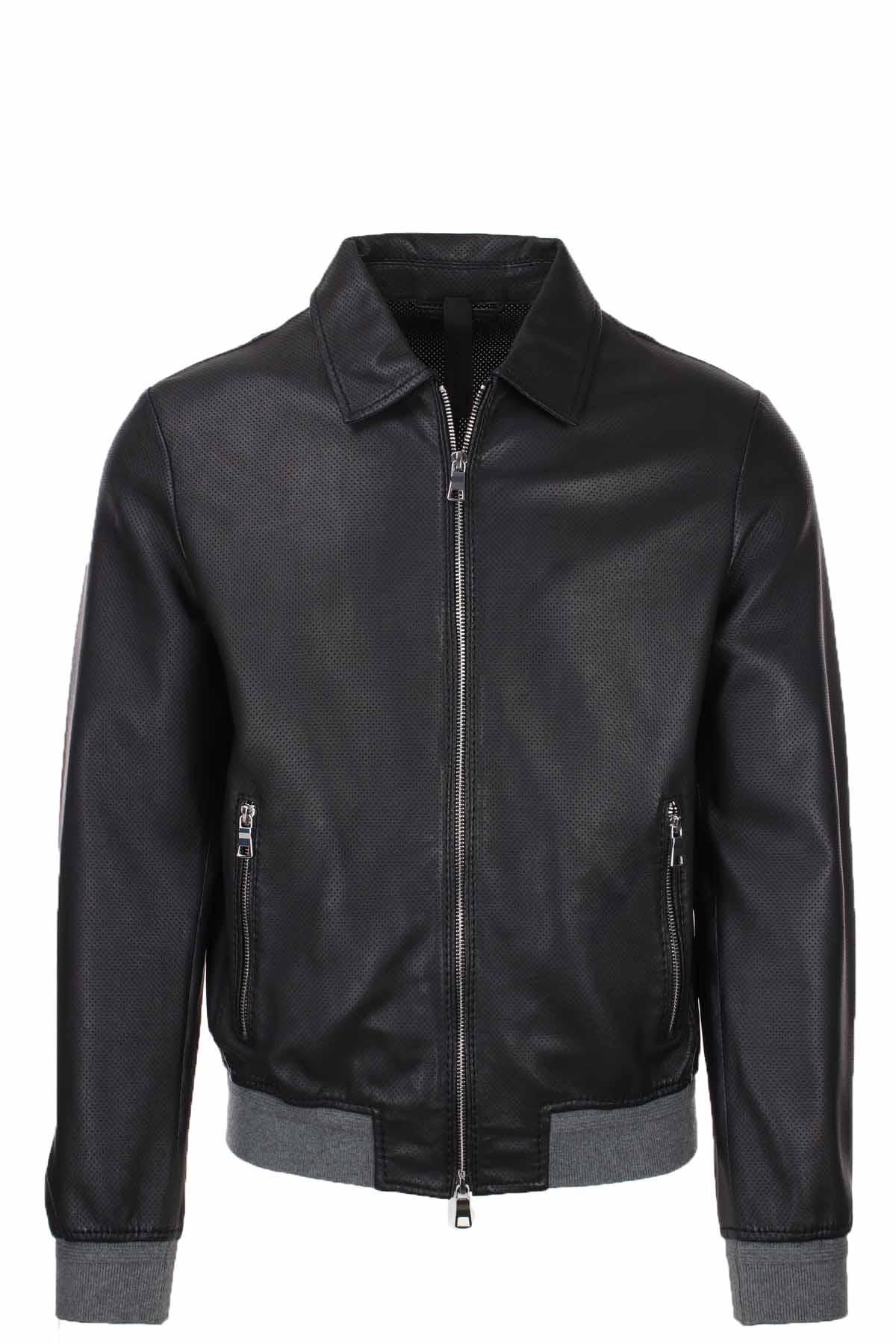 Giubbotto in pelle microforata 