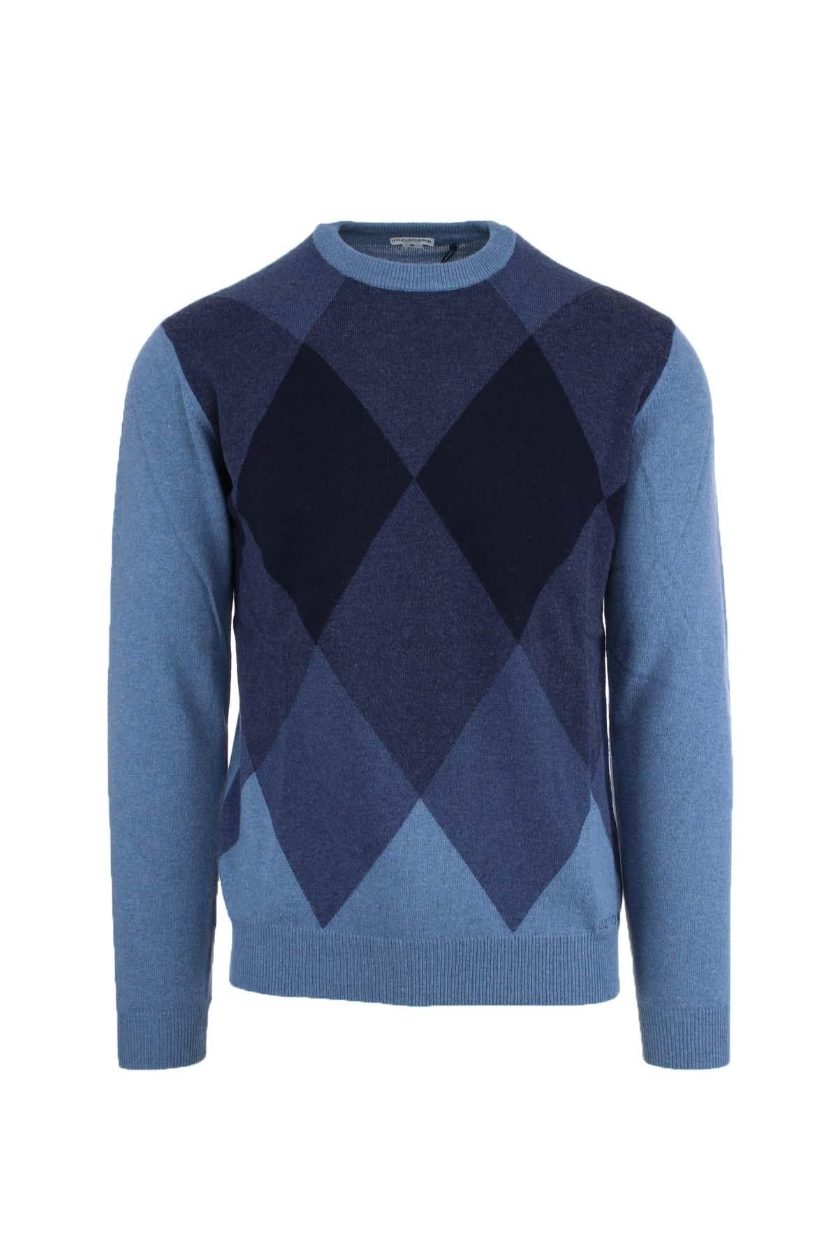 Maglia in lana girocollo a rombi 