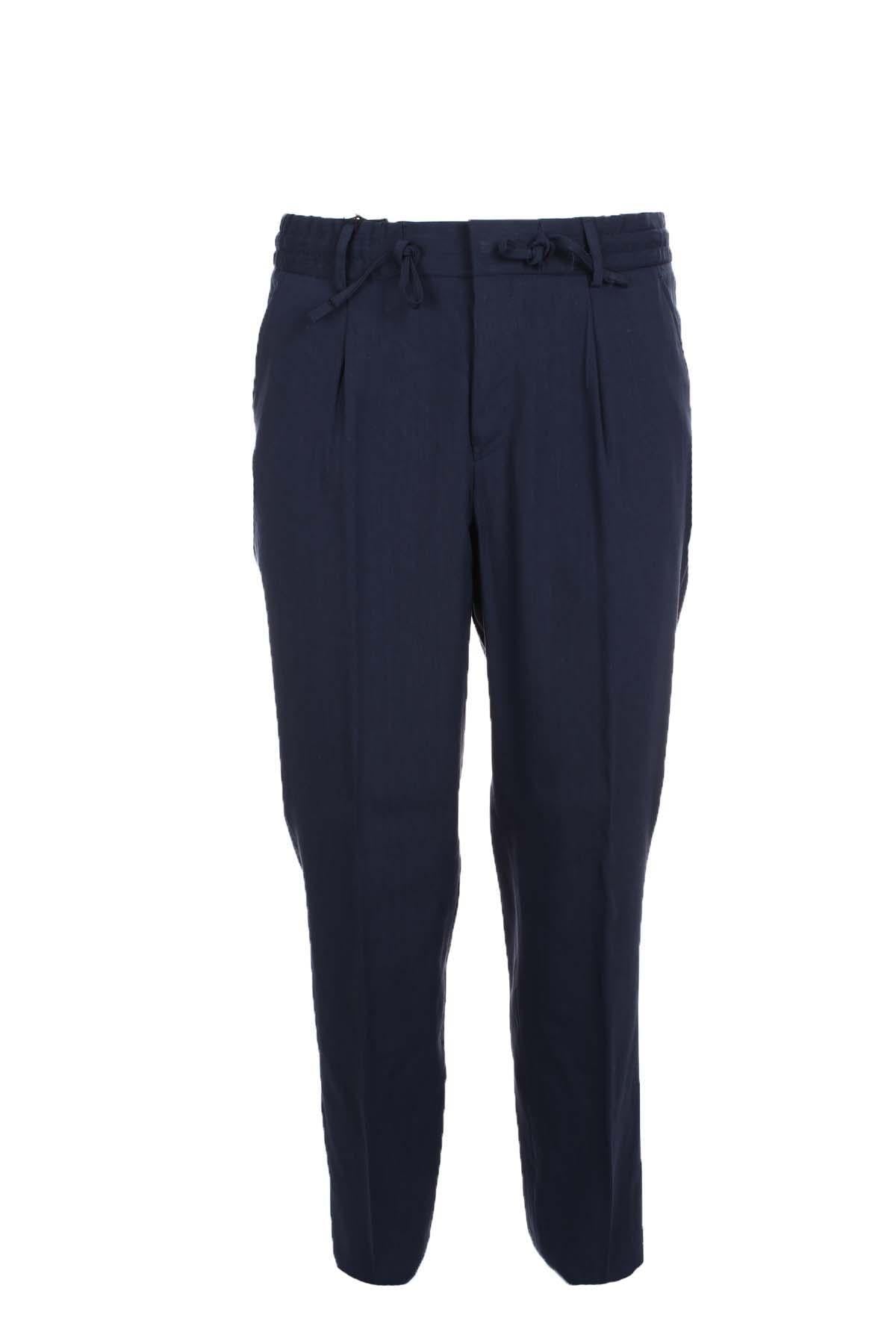 Pantaloni in misto lino con elastico e coulisse 