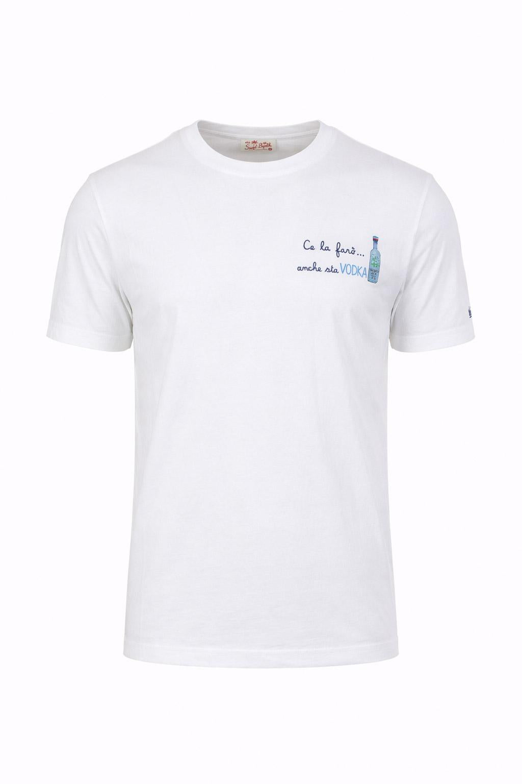 Tshirt Uomo in Cotone Ce la farò anche sta vodka 