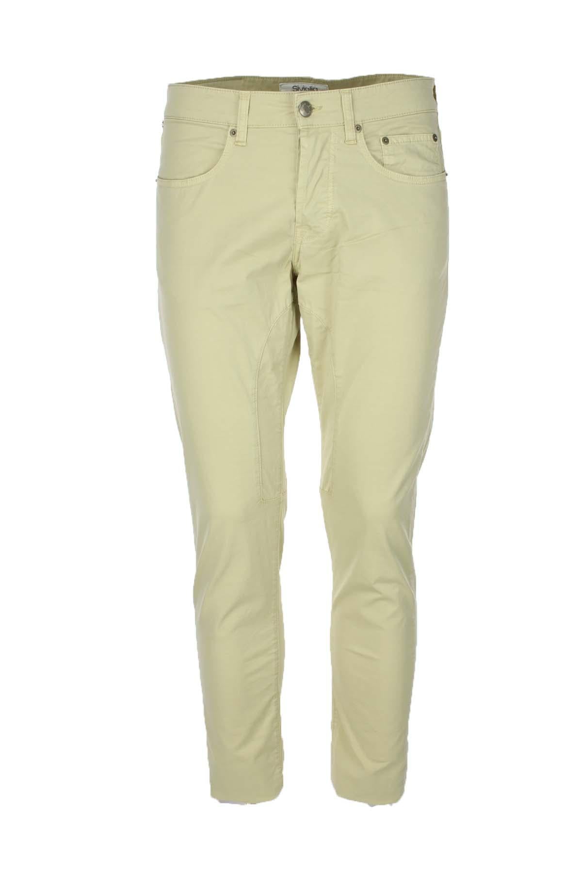 Pantalone 5 tasche in raso di cotone 