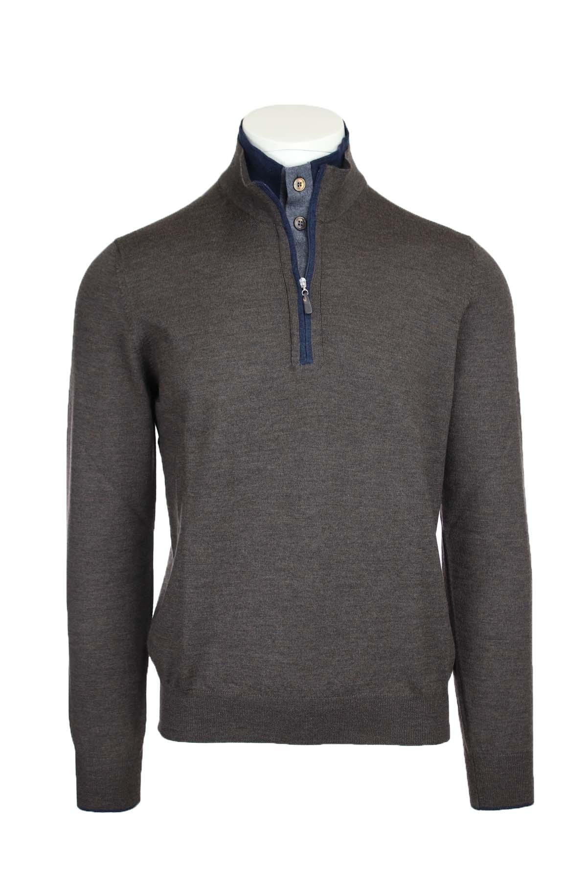 Maglia lupetto con zip e bottoni 
