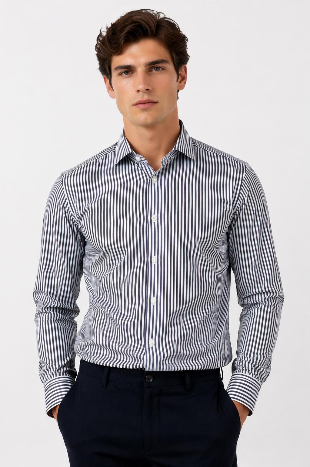 Camicia Uomo a Righe in Tessuto Active 