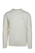Maglia girocollo in lana a trecce 