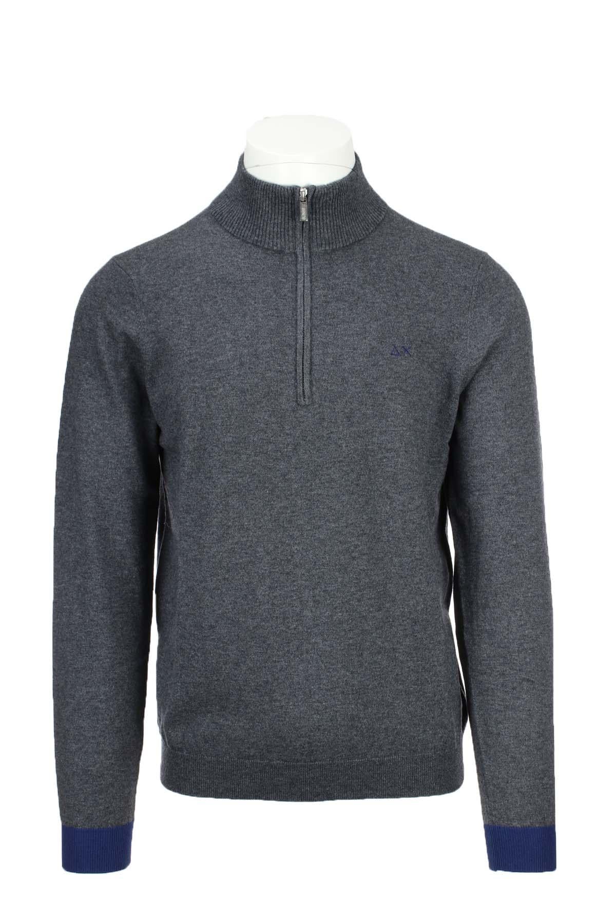 Maglia pullover lupo zip con toppe 