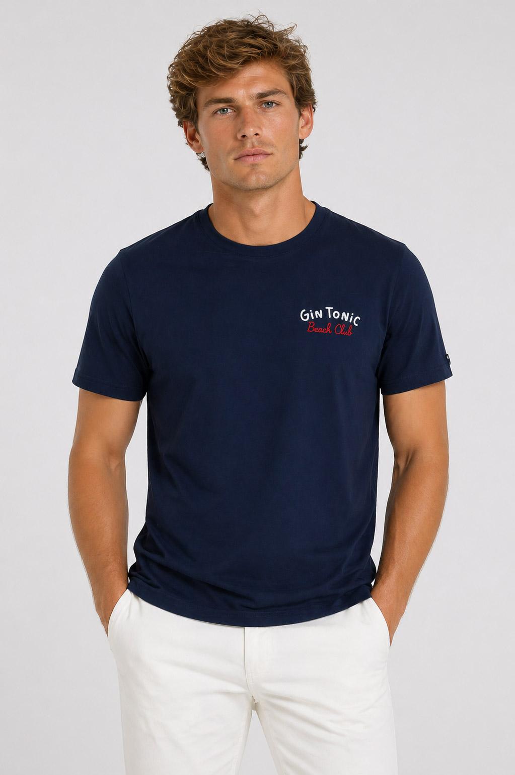 Tshirt Uomo in Cotone con Ricamo Gin Tonic 