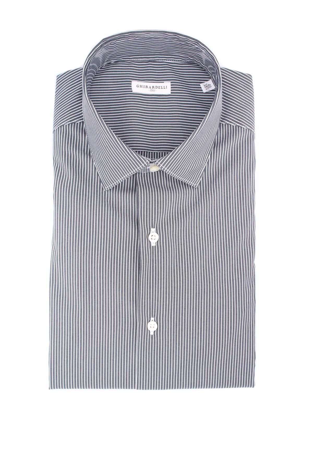 Camicia manica lunga riga in cotone 