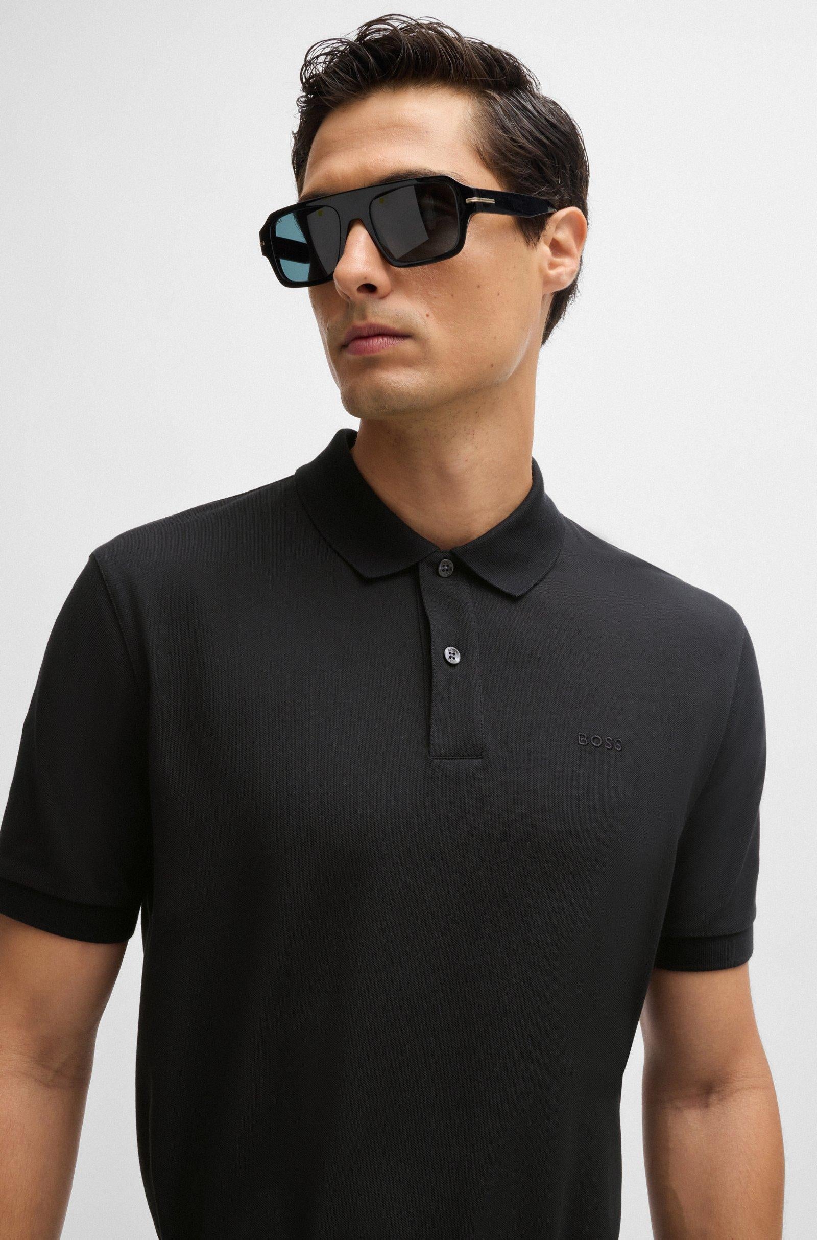 Polo mezza manica in cotone piquet con logo 