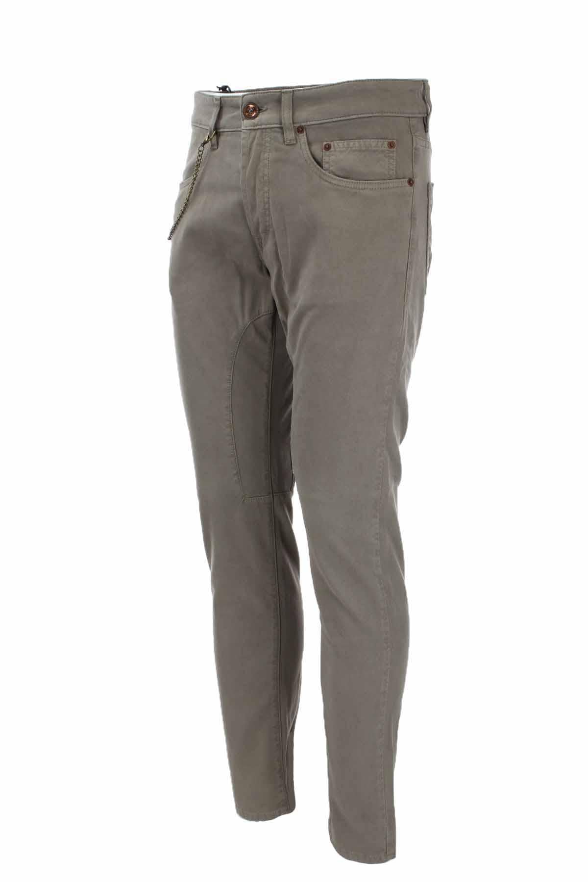 Pantalone 5 tasche in cotone con toppa 