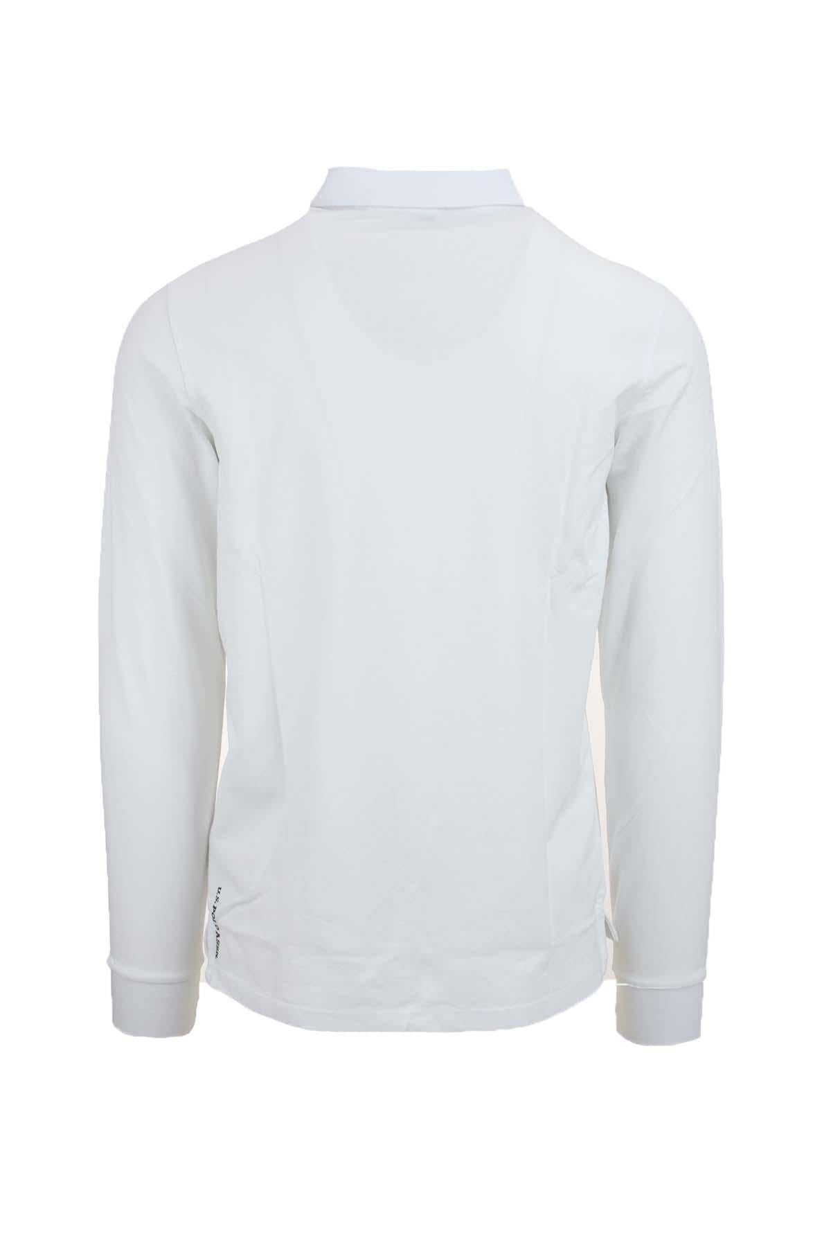 Polo manica lunga in piquet di cotone con logo 