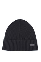 Cappellino in lana con risvolto e logo boss 