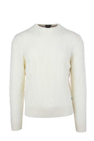 Maglia girocollo in lana trecce 