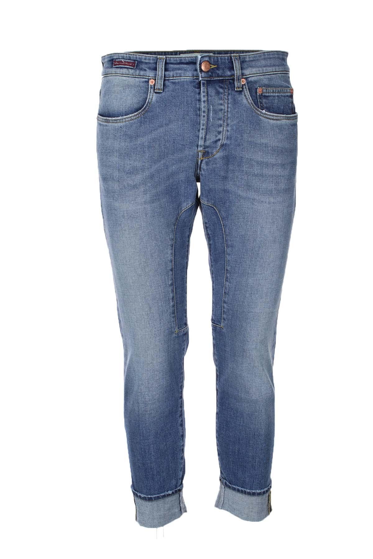 Jeans denim 5 tasche con toppe 