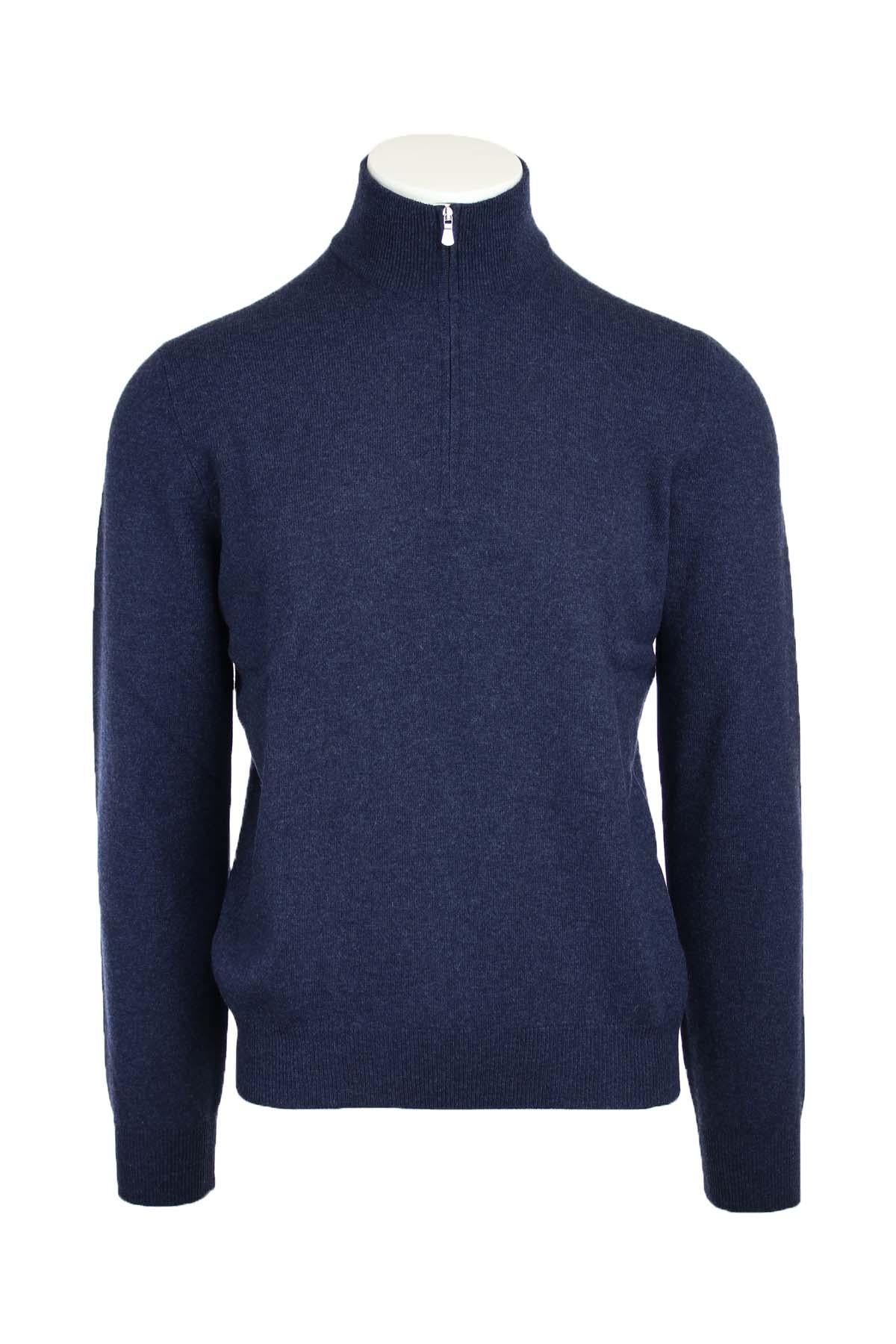 Lupetto zip in lana e cachemire 