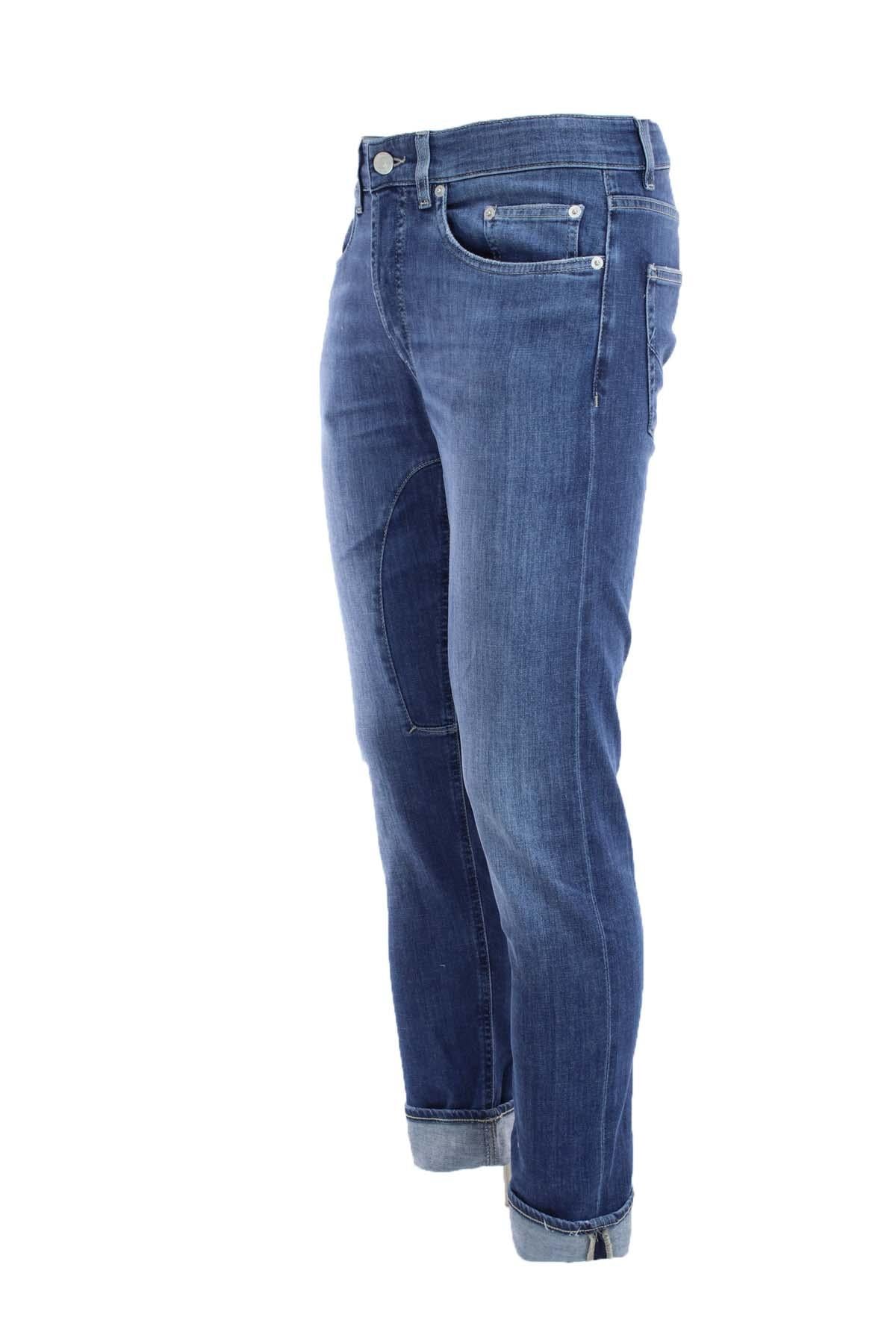 Jeans denim 5 tasche con toppe 