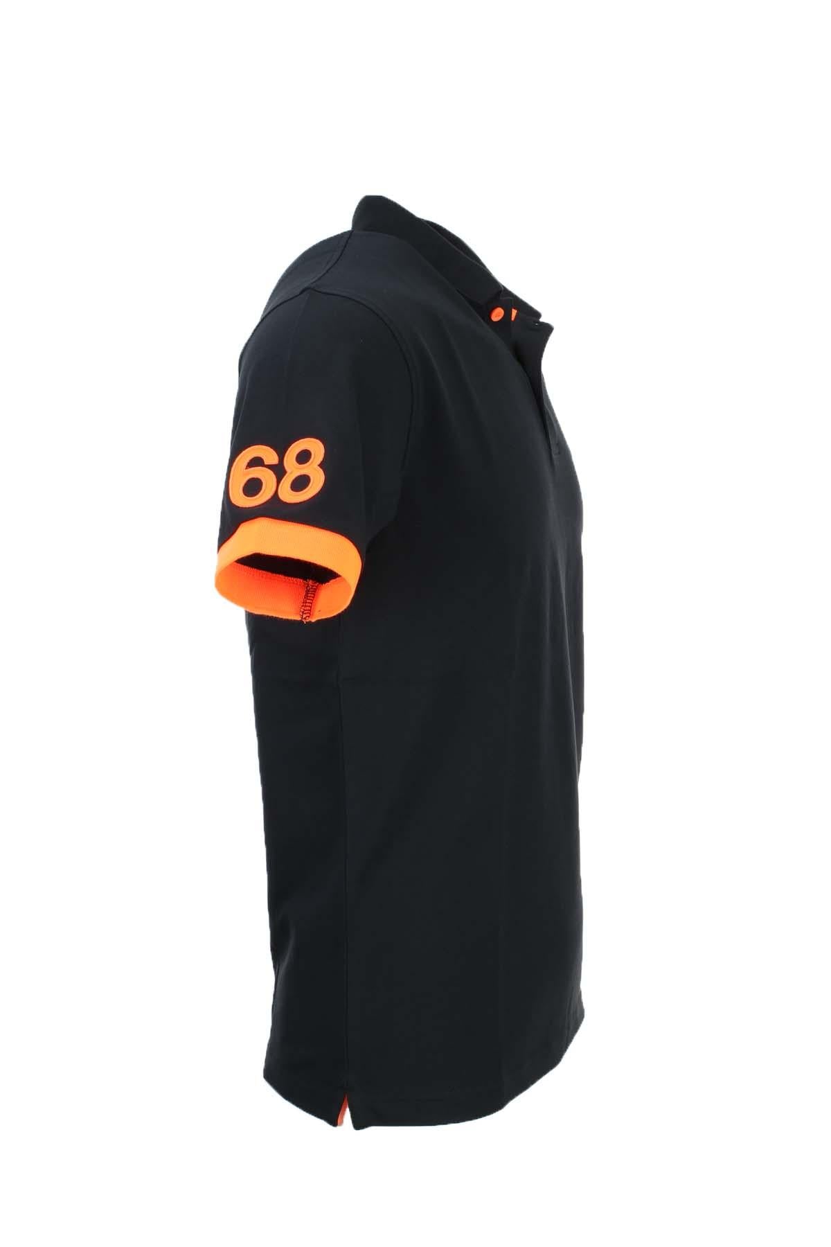Polo mezza manica con dettagli e logo fluo 