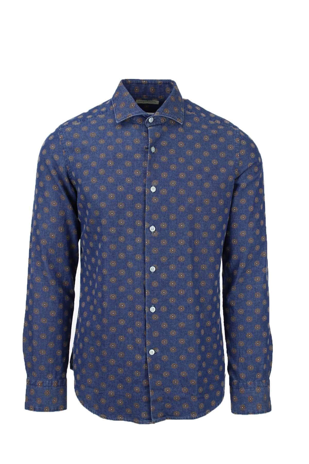 Camicia manica lunga cotone fantasia washed 