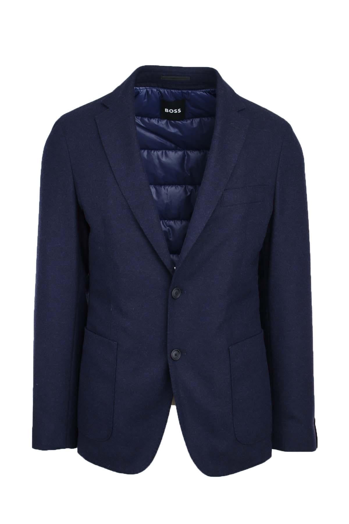 Giacca blazer in lana con trapunta interna 