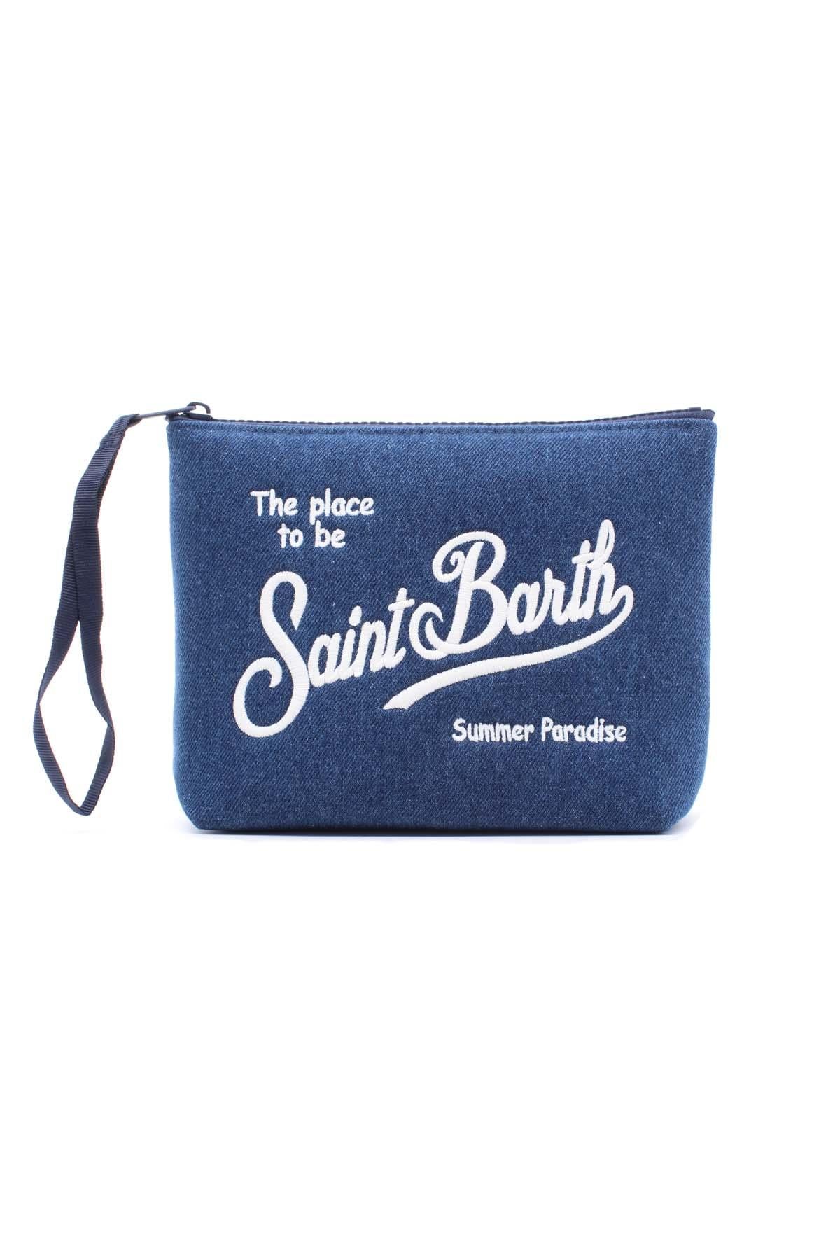 Pochette Aline Denim Canvas Unito Logo Lettering 