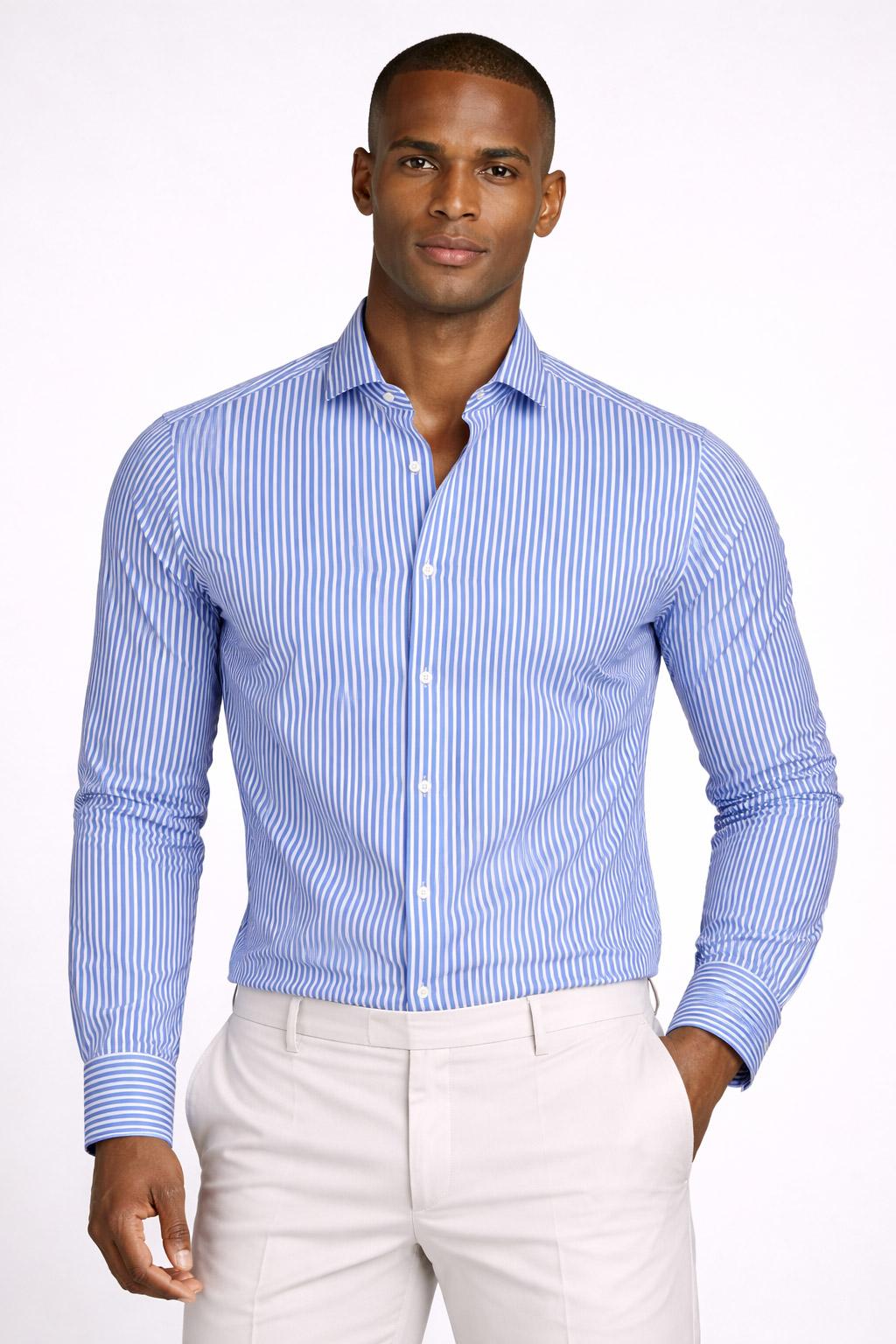 Camicia Uomo a Righe in Cotone Stretch 
