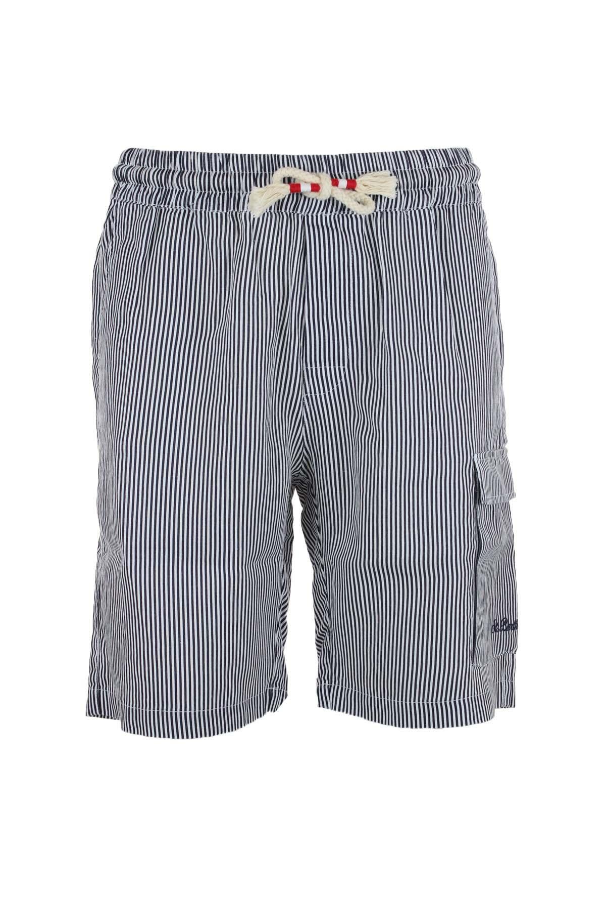 Bermuda in lino a righe con coulisse 