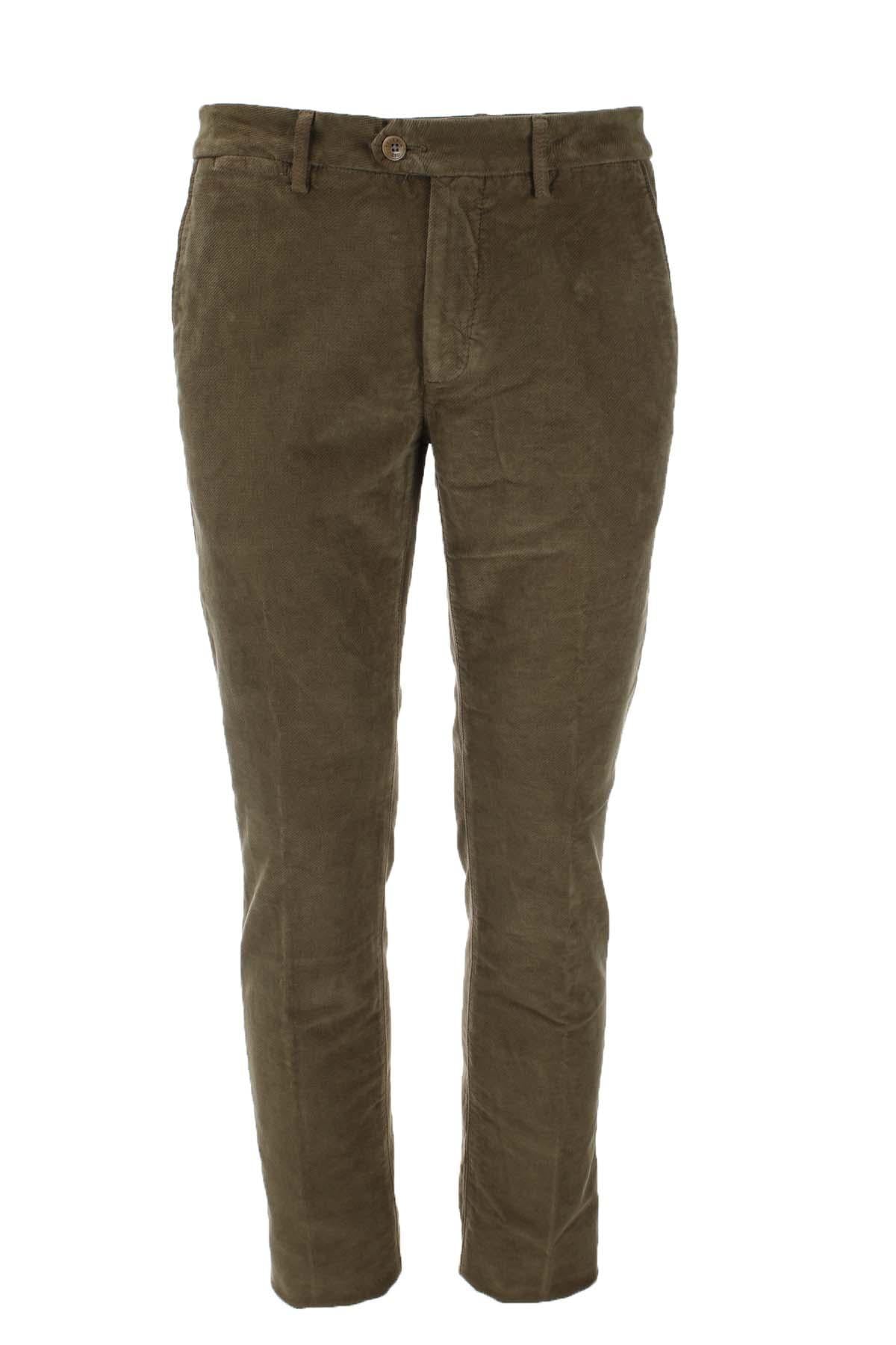 Pantalone in micro velluto diagonale stretch 