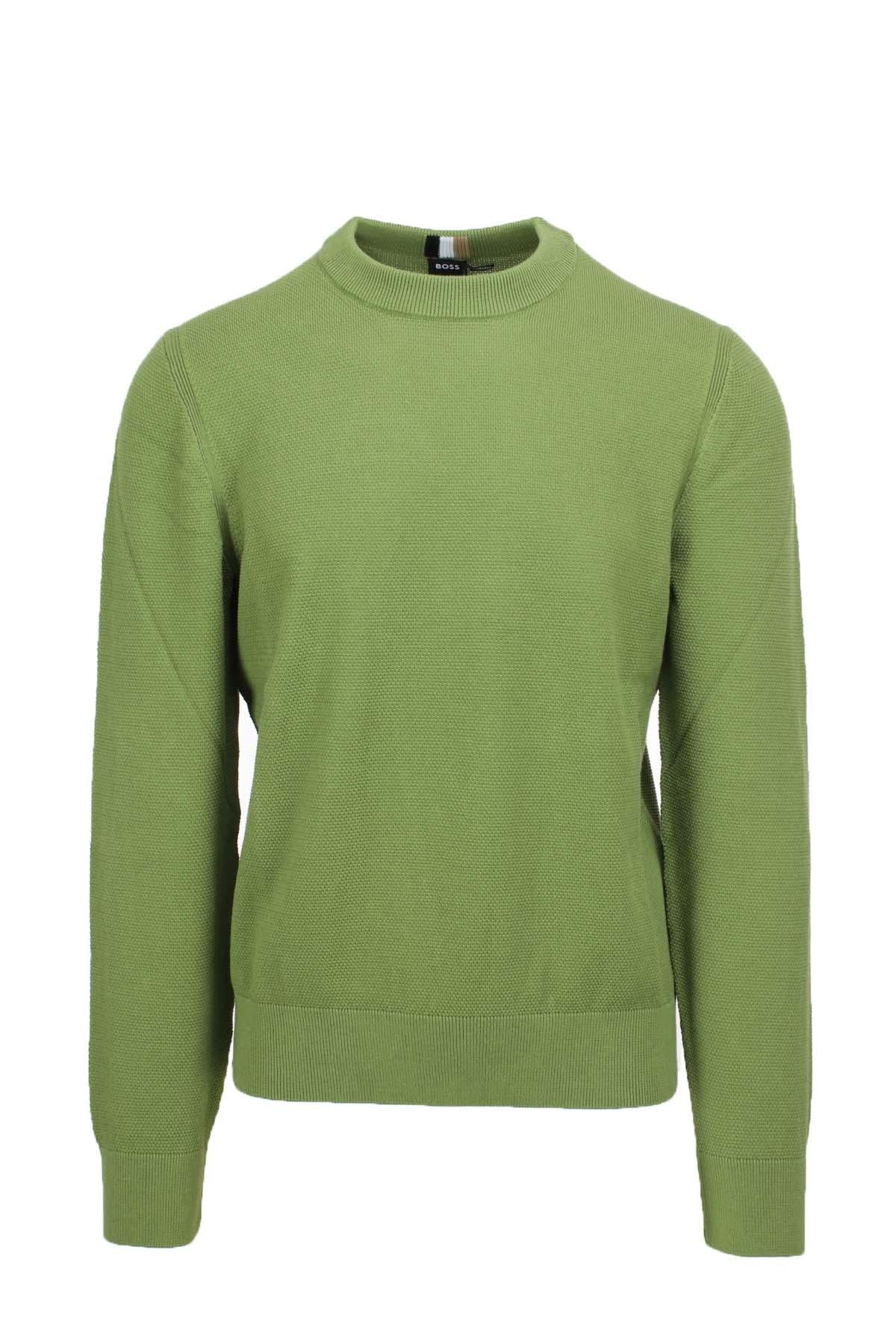 Maglione in cotone lavorato grana riso 