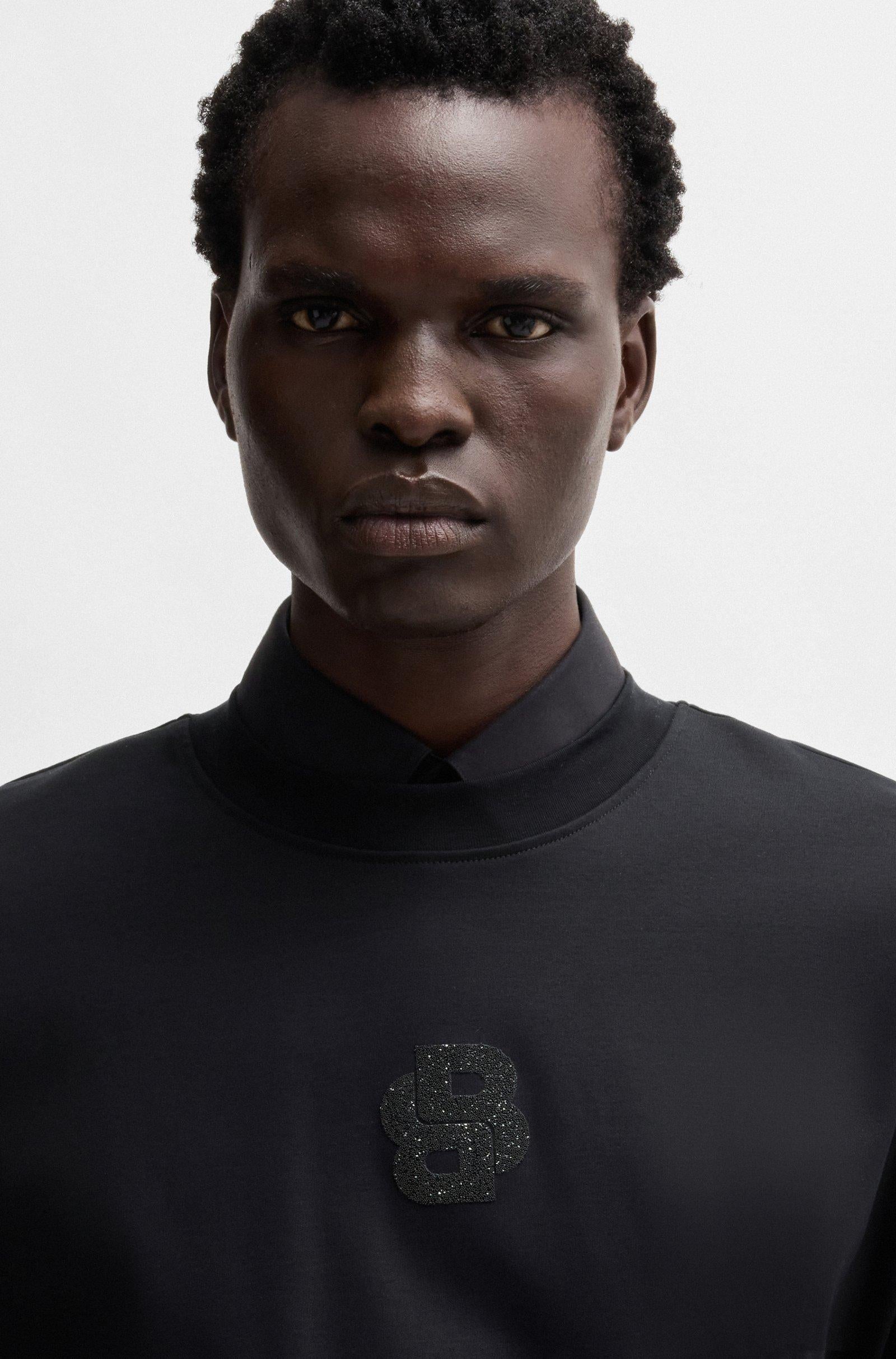 Felpa girocollo con logo glitterato 