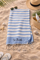 Telo Mare in Cotone a Righe con Frange 