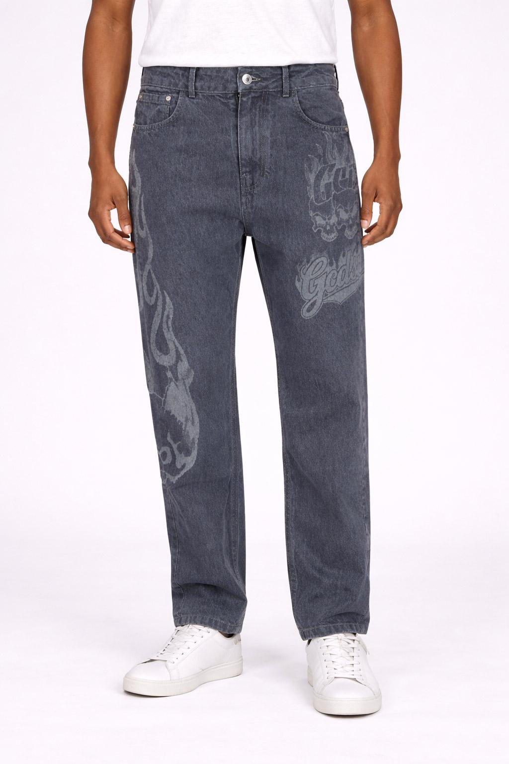 Jeans 5 tasche Uomo con Stampa e Logo 